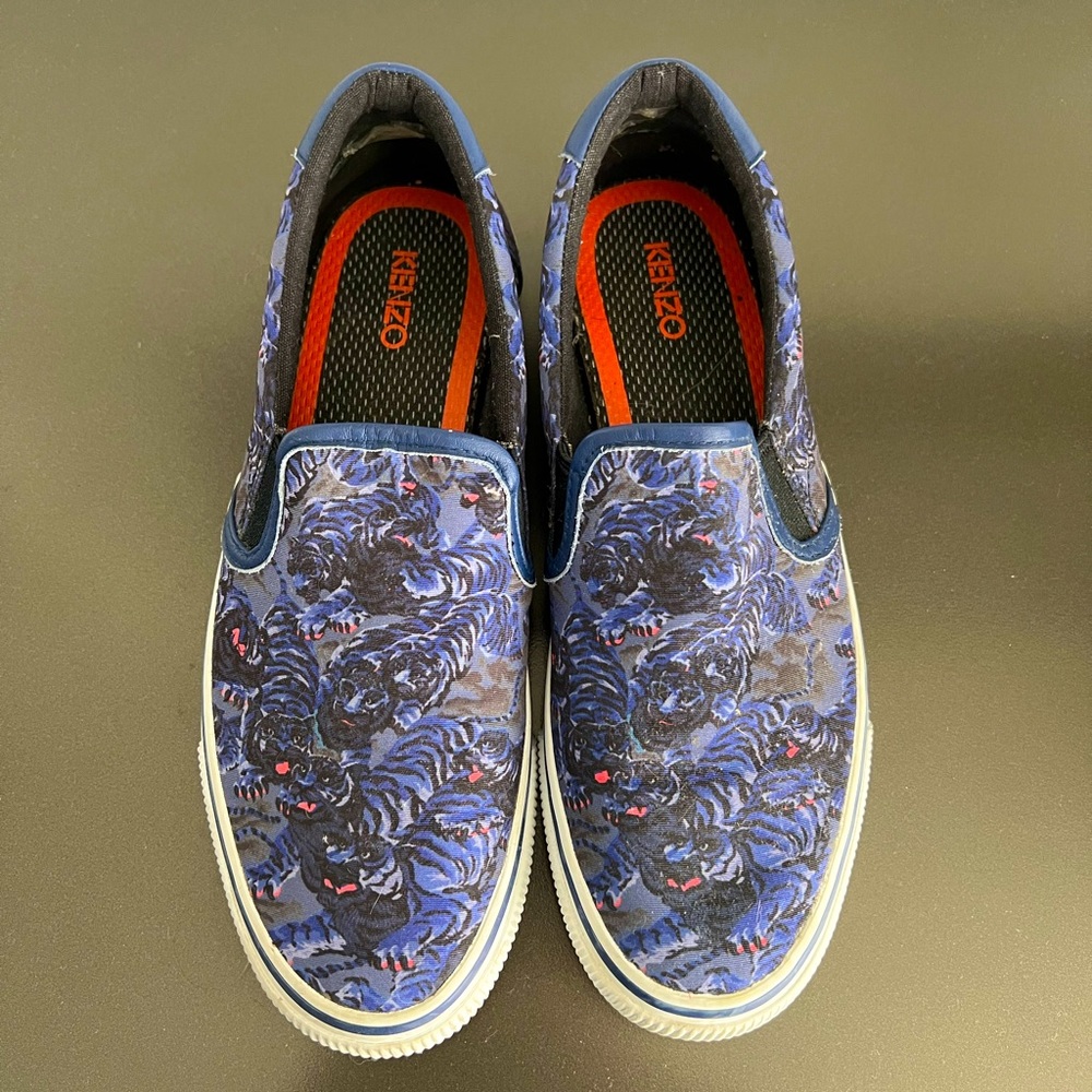 Kenzo blue print slip on sneakers - size 7.5